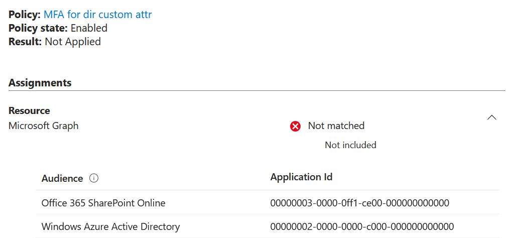 Policy not applied