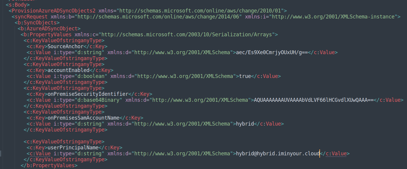 Provisioning data in XML format