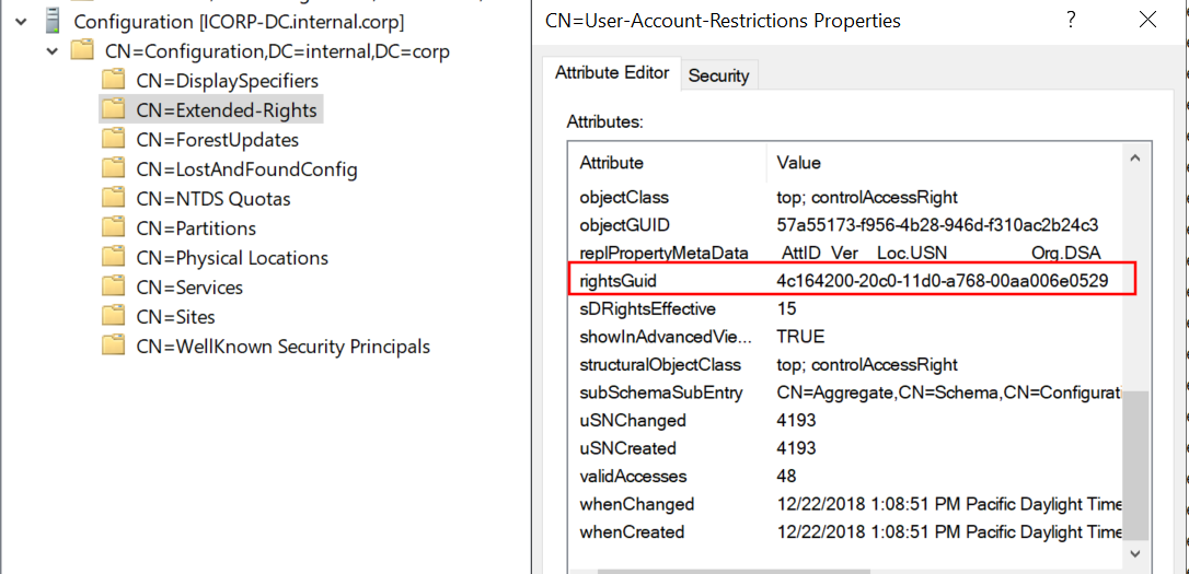 GUID of the user account restrictions property set