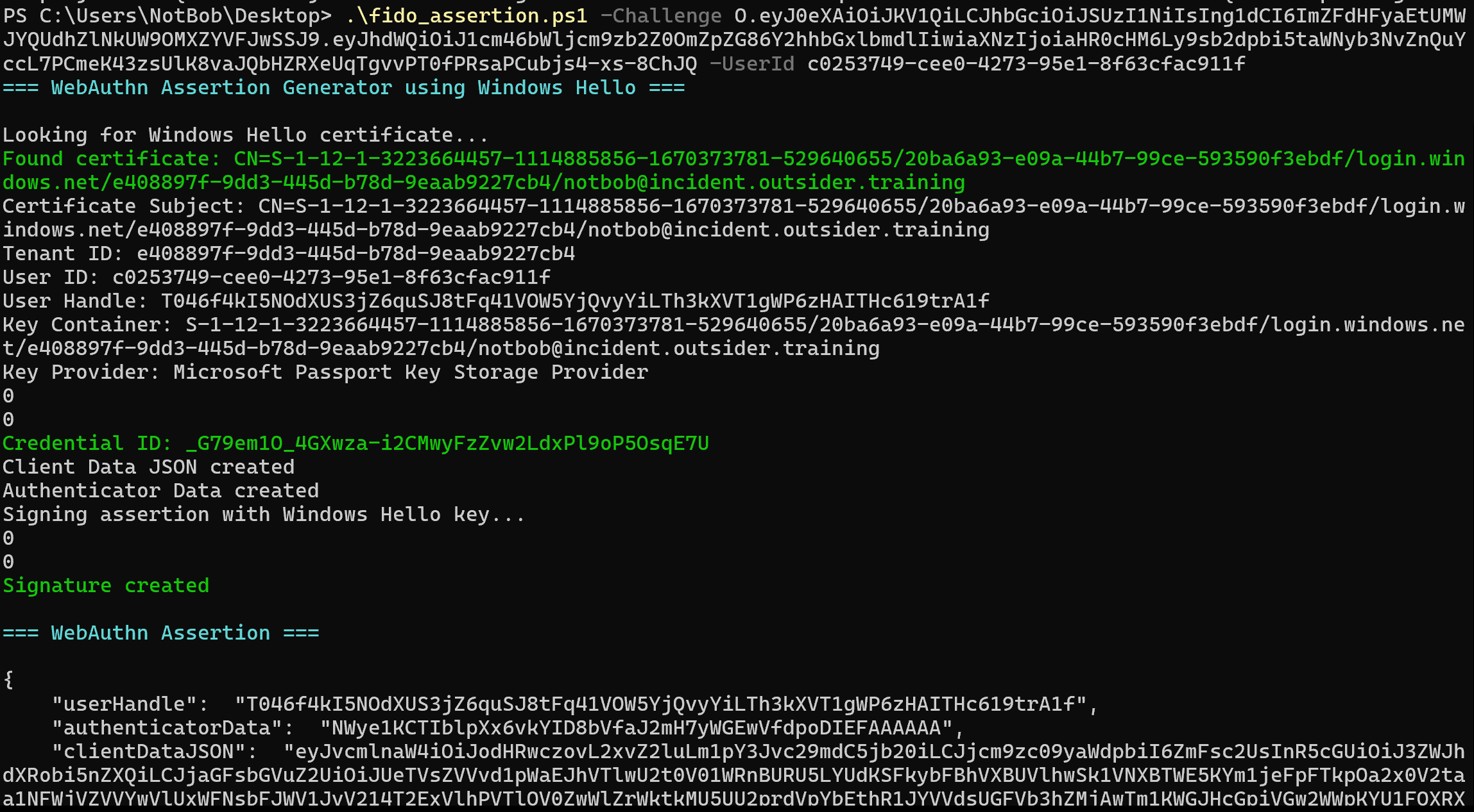 FIDO authentication PowerShell script
